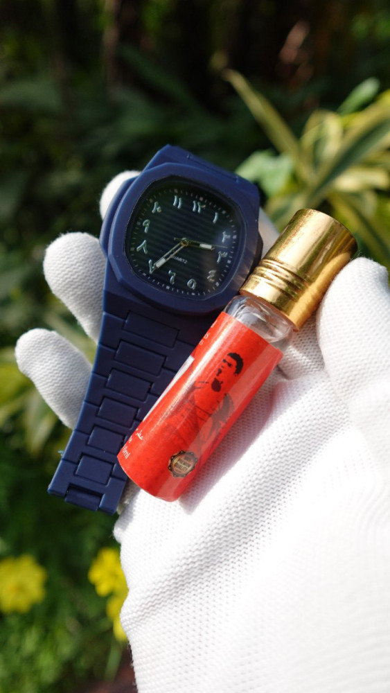 Trending Analog Watch with Arabic Numerals & Free Perfume