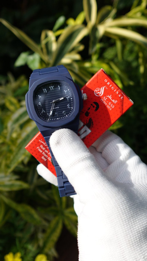 Trending Analog Watch with Arabic Numerals & Free Perfume