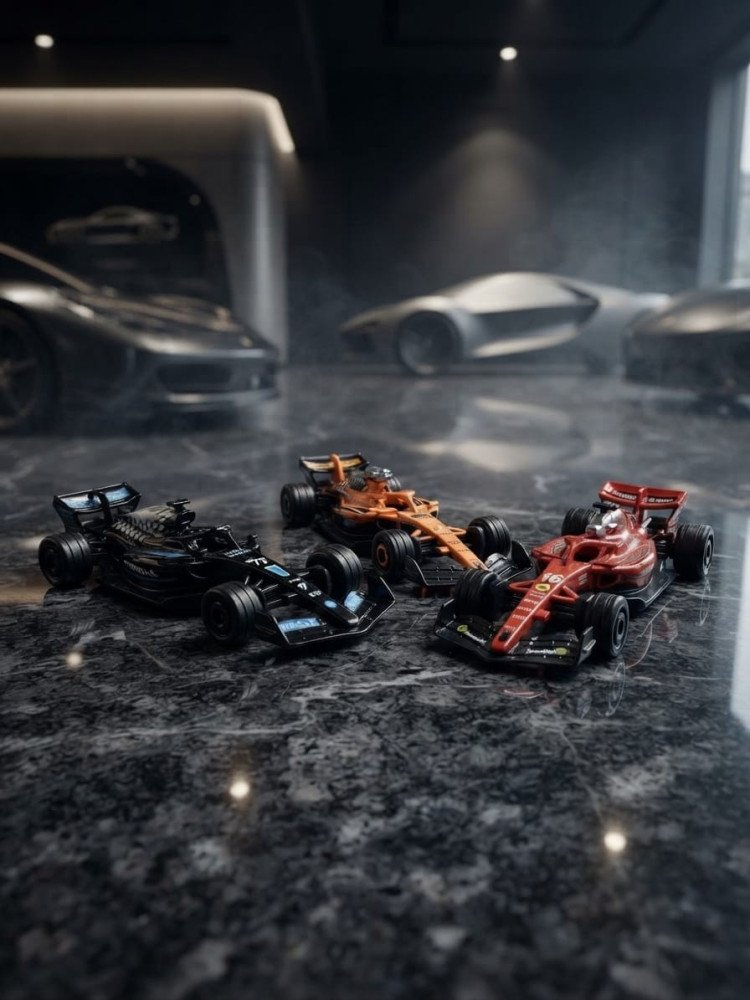 Premium 1:32 F1 Black Metal Miniature Racing Cars + FREE Surprise Analog Watch