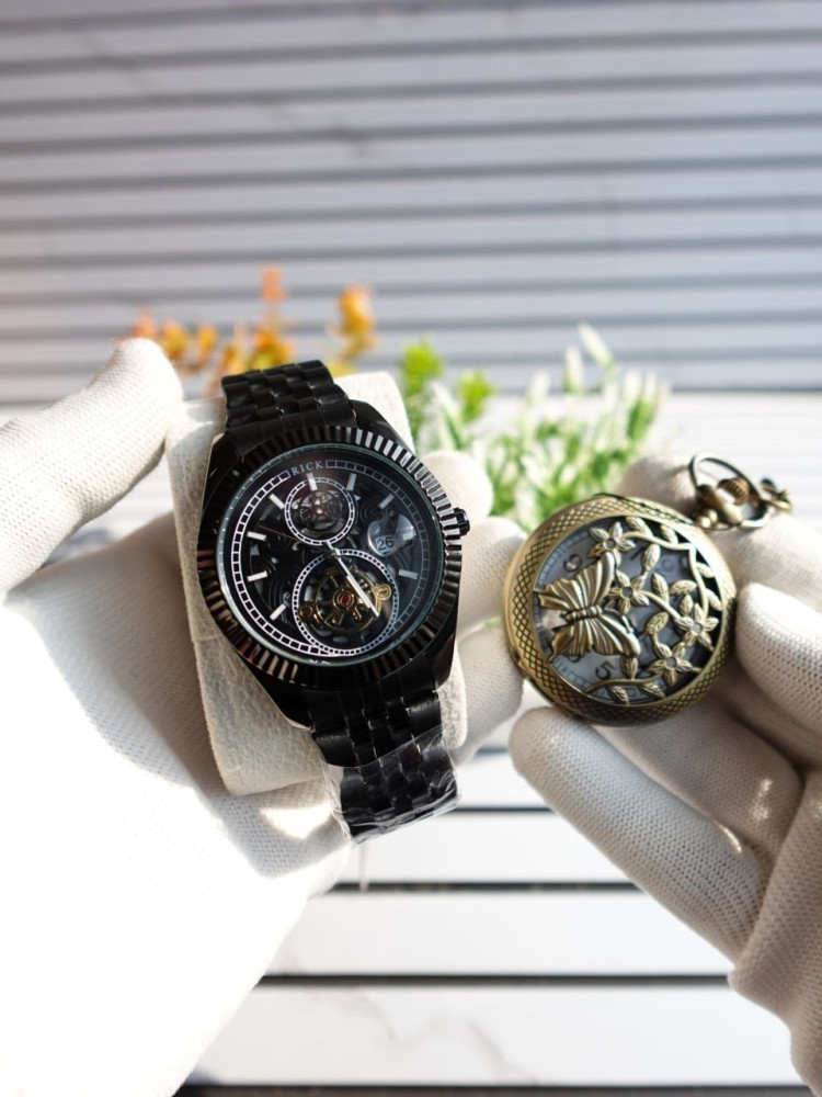 The Gentleman’s Legacy: Rick Premium Black Edition & Vintage Pocket Watch Combo