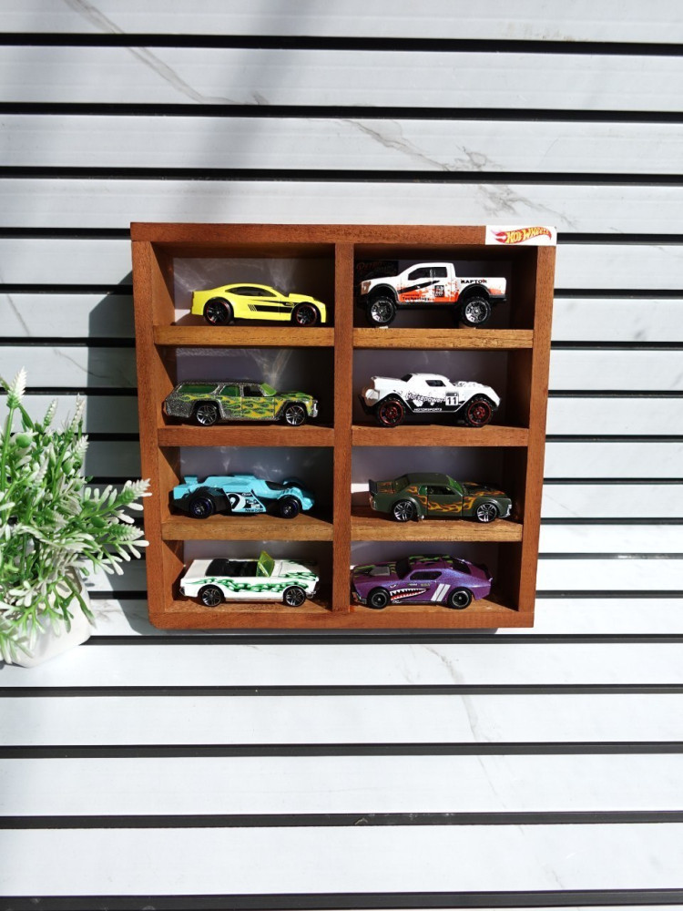 Ultimate Collector's Deal: Premium Wooden Stand + 8 Metal Miniature Cars