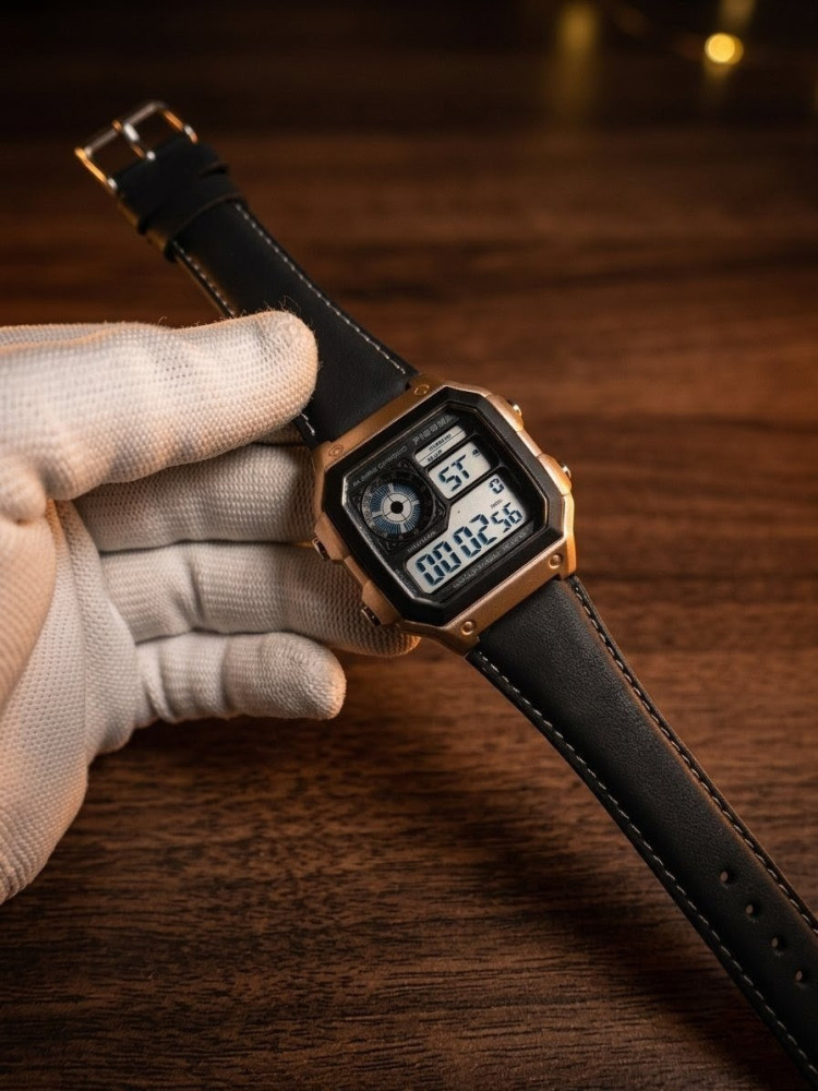 Retro Future: Premium Pioma Square Dial Digital Watch