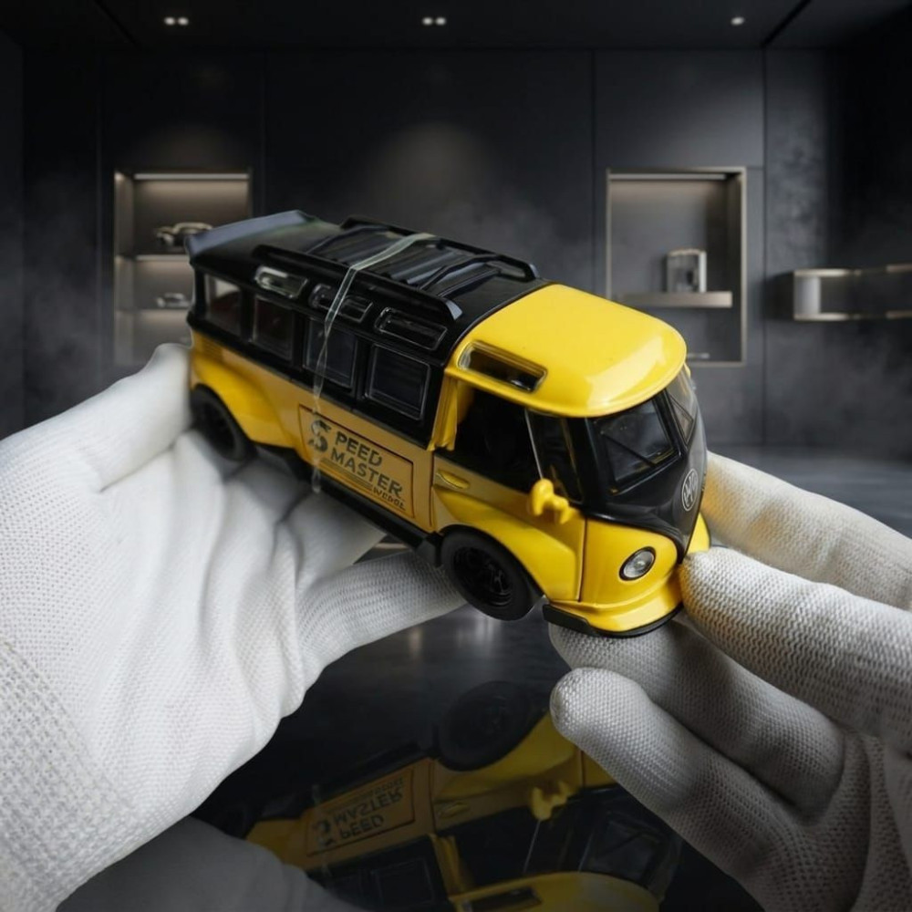 VW T1 Bus Miniature | 1:32 Scale Diecast Custom Yellow Speed Master Edition