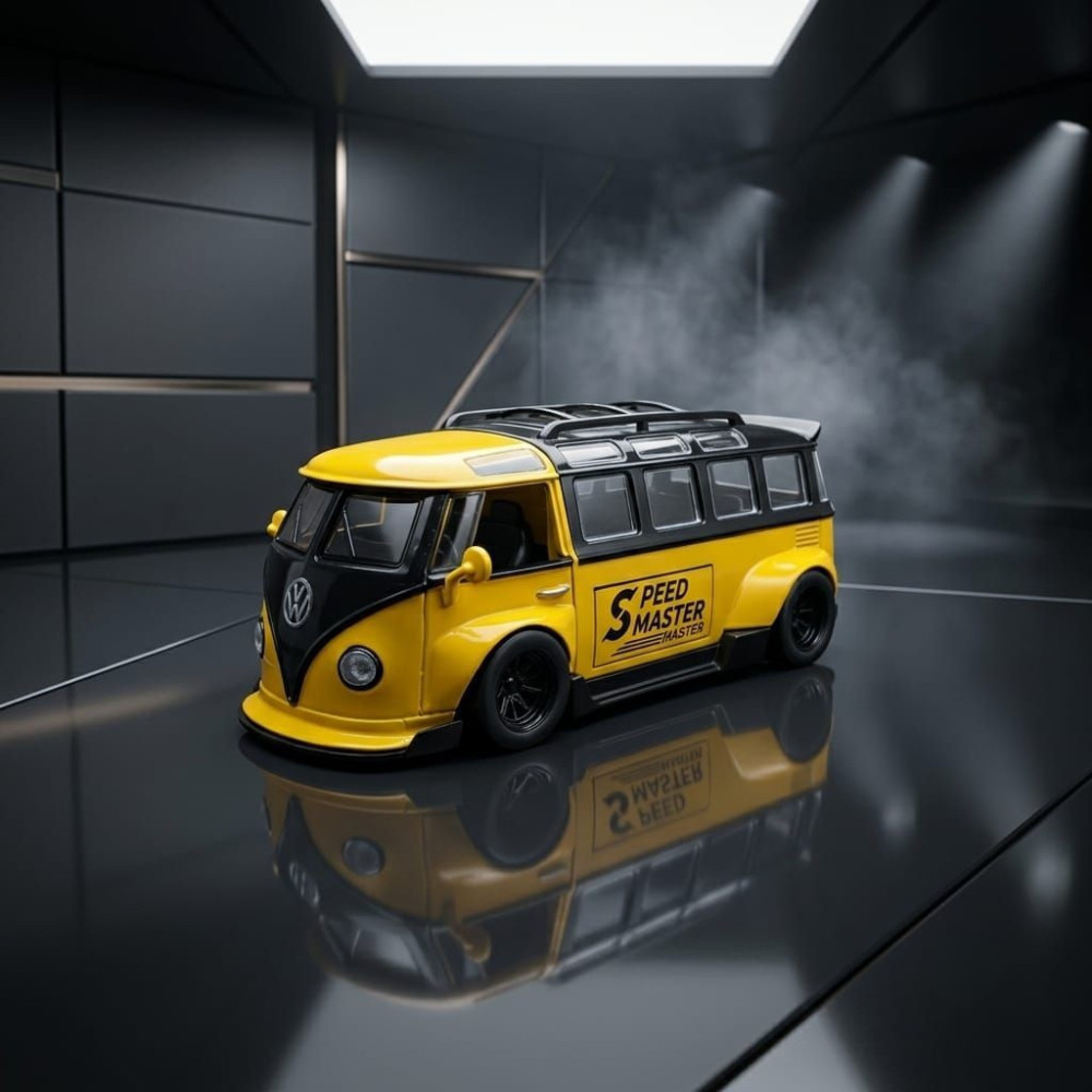 VW T1 Bus Miniature | 1:32 Scale Diecast Custom Yellow Speed Master Edition