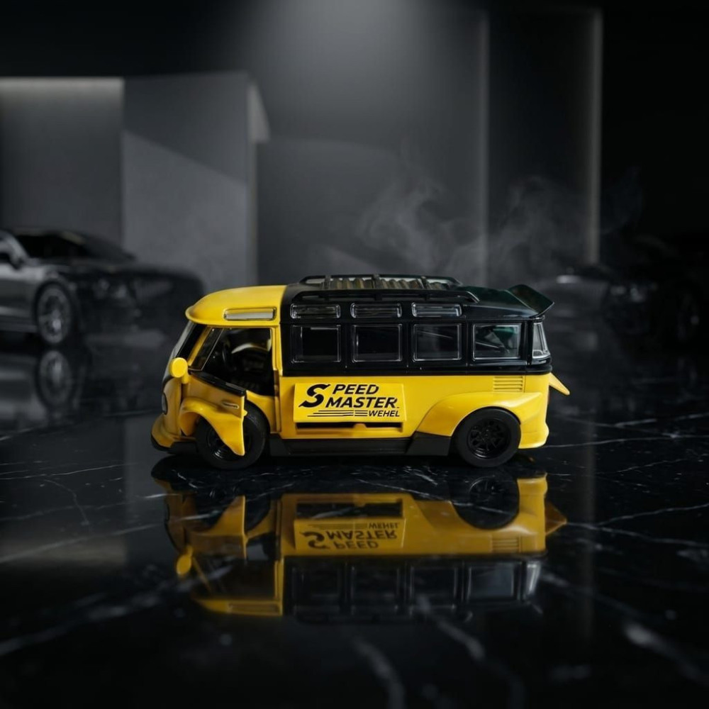 VW T1 Bus Miniature | 1:32 Scale Diecast Custom Yellow Speed Master Edition