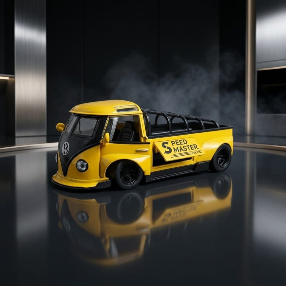 VW T1 Bus Miniature | 1:32 Scale Diecast Custom Yellow Speed Master Edition