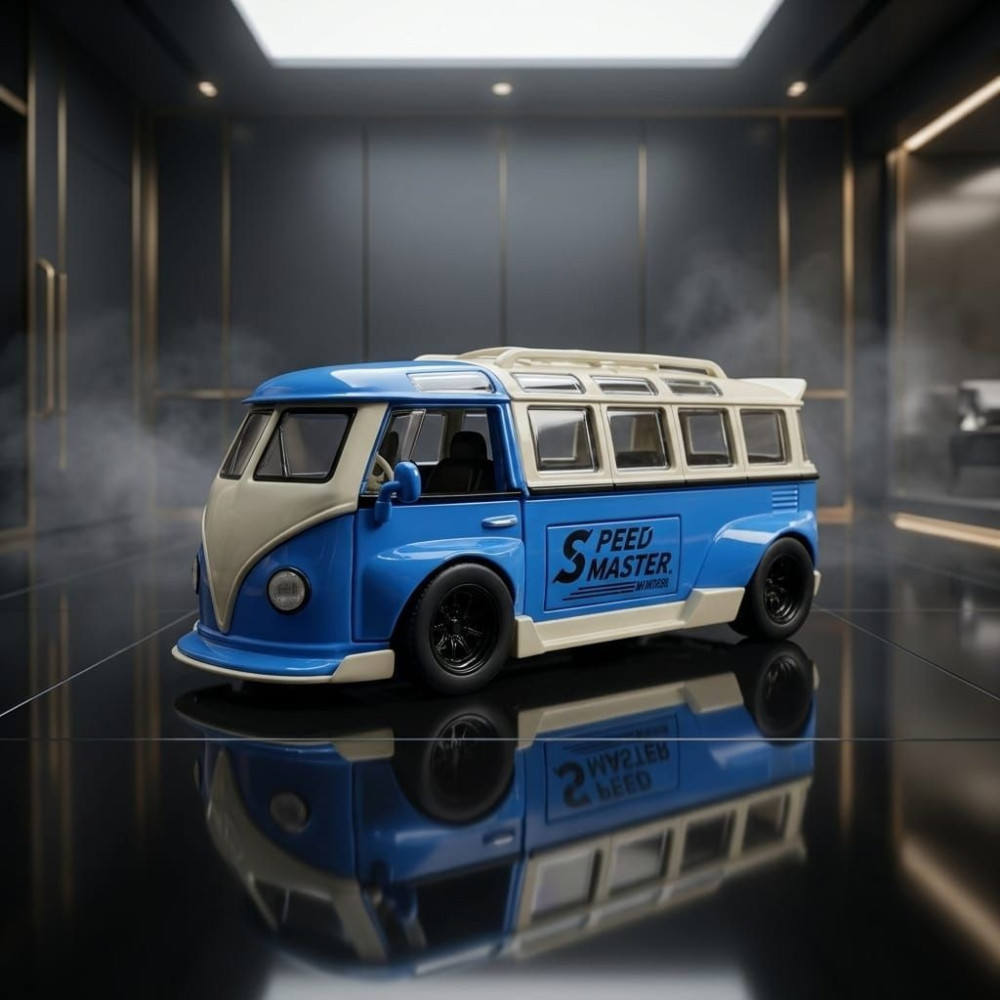 VW T1 Bus Miniature | 1:32 Scale Diecast Custom Blue Speed Master Edition