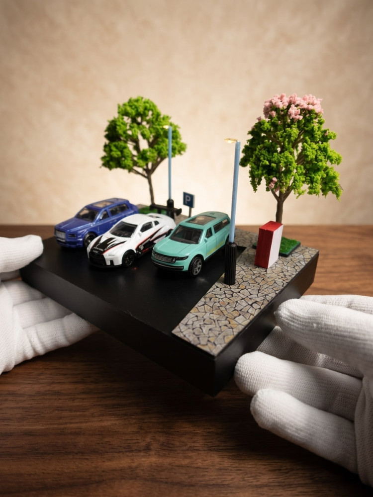 Exclusive Handcrafted 1:64 Scale Diorama & Metal Model Car Combo with a Free Analog Watch