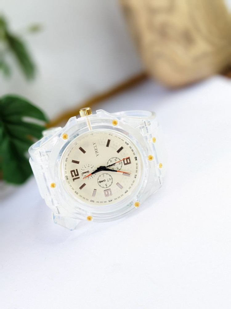 YBELY TRANSPARENT ROUND DIAL  ANALOG WATCH (WQ379)