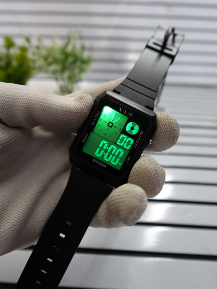 Stealth Mode: Premium Black Dual-Time Digital Watch Combo