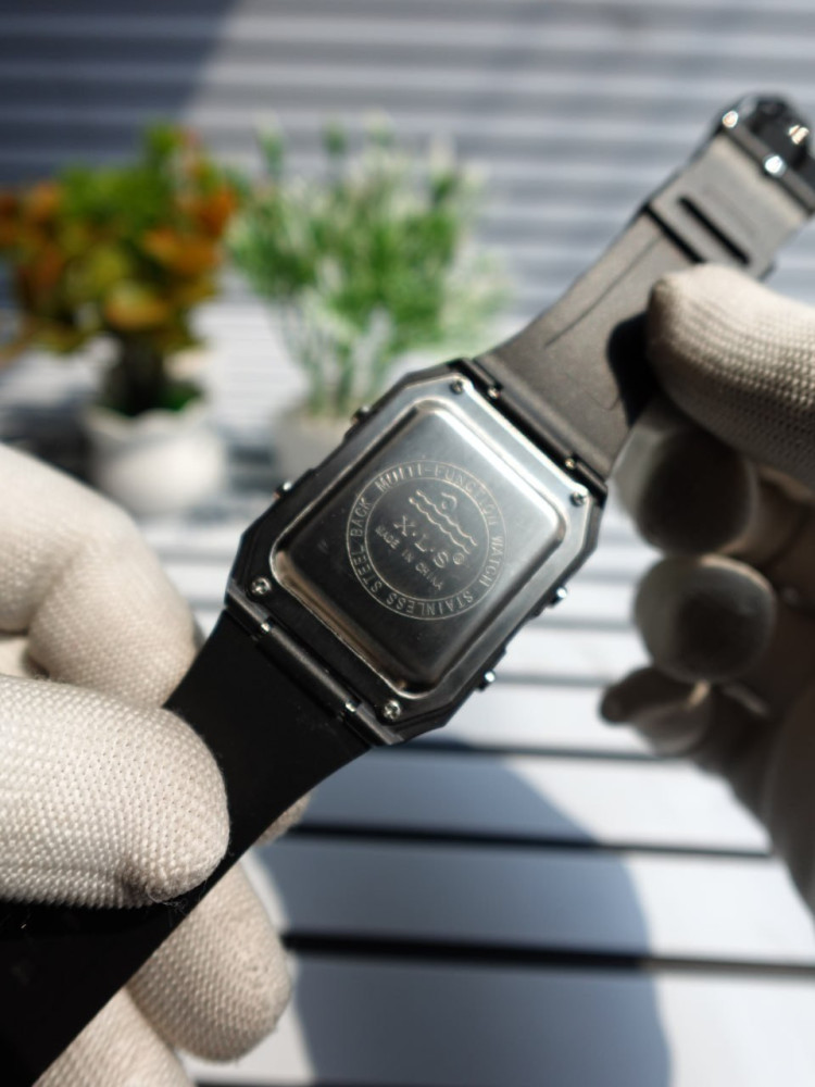 Stealth Mode: Premium Black Dual-Time Digital Watch Combo