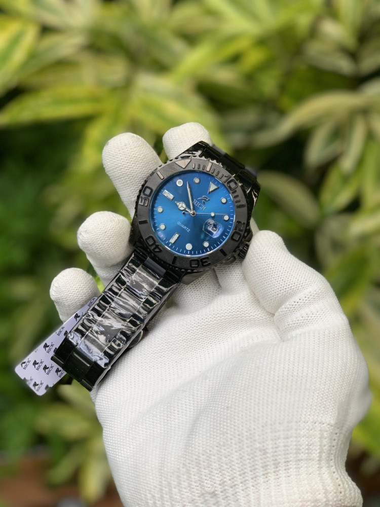 Rick Premium Rotating Bezel Watch - Glow-in-Dark, Date & Stainless Steel, Black