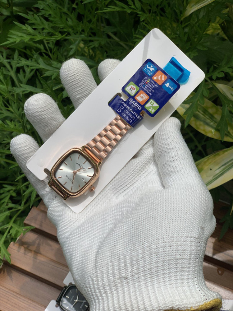 Gasiq Vintage Small Dial Watch - Oval Shape, Date and Girls' Favorite, rose gold