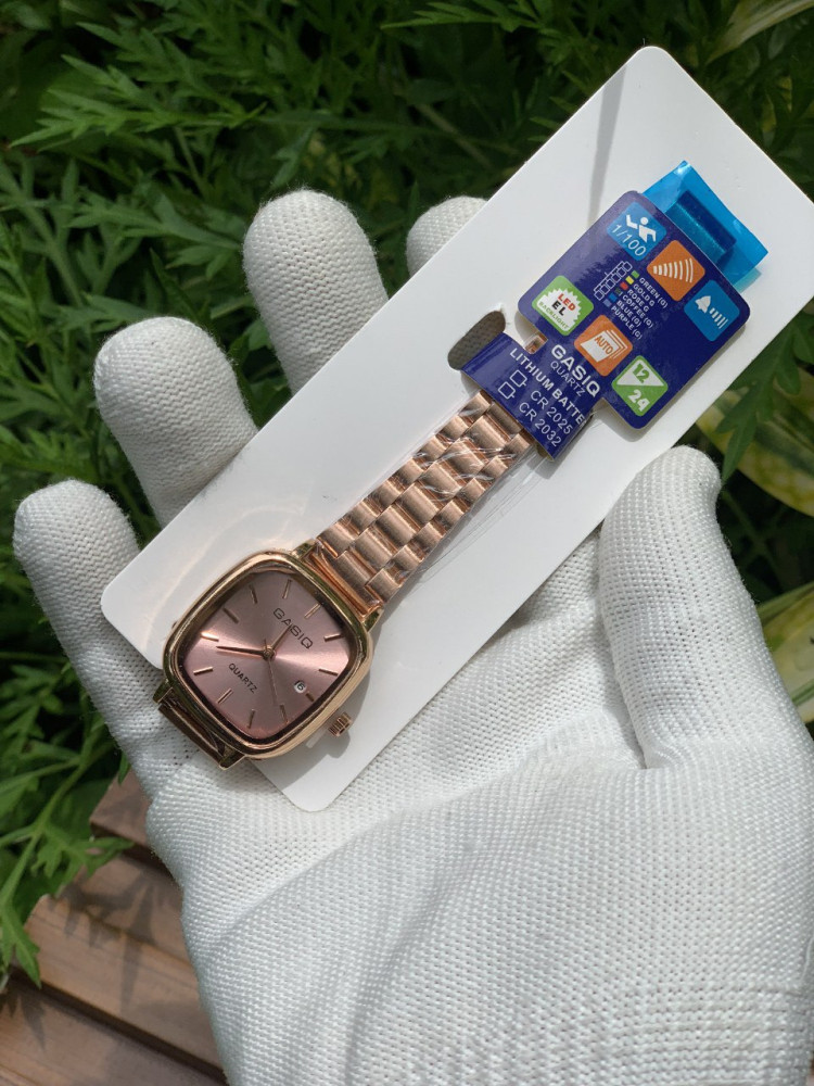 Gasiq Vintage Small Dial Watch - Oval Shape, Date and Girls' Favorite, rose gold