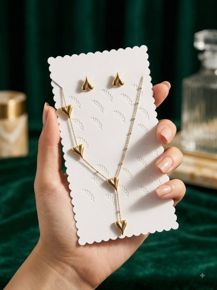 Stunning Anti-Tarnish Heart Jewellery Combo Set with SURPRISE Watch Gift