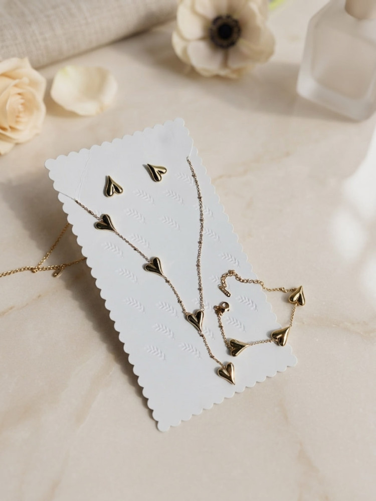 Stunning Anti-Tarnish Heart Jewellery Combo Set with SURPRISE Watch Gift