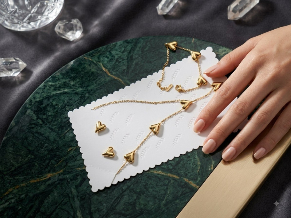 Stunning Anti-Tarnish Heart Jewellery Combo Set with SURPRISE Watch Gift
