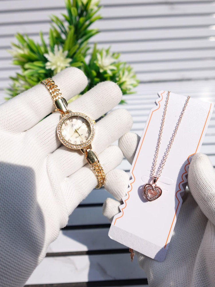 The Ultimate Surprise: Elegant Bracelet Watch & Premium Necklace Combo