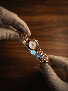 Dainty Rose Gold Geometric Bracelet Watch  Minimalist Luxury for He