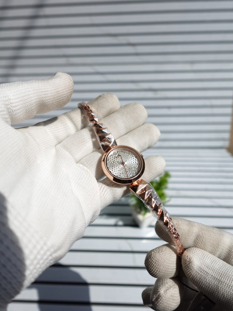 Glamorous Rose Gold Geometric Prism Watch – Sparkle with Every Move