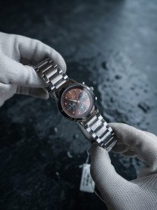 Premium V9 Collections Stainless Steel Watch with Rich Brown Dial & Decorative Chronograph